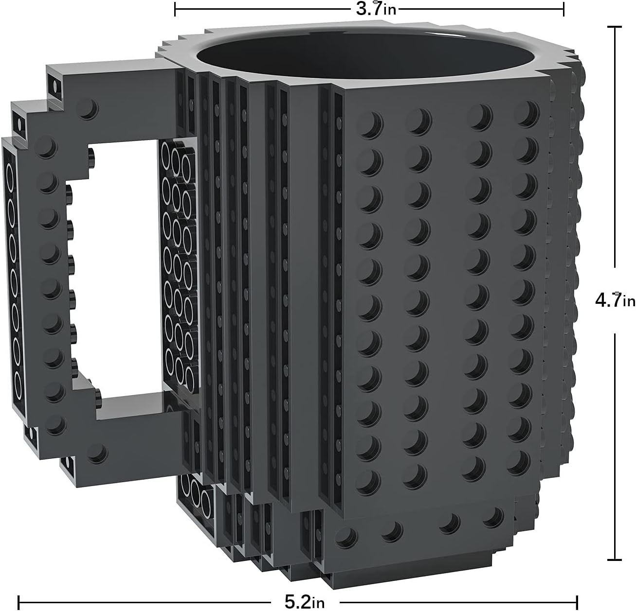 Build-On Brick Mug Set with 3 Random Packs of 2-In-1 Bricks, Cool Coffee Mugs for Kids, Creative Novelty Funny Coffee Mug Cup Gift for Kids Men Dad Adults Women Xmas Christmas - Black