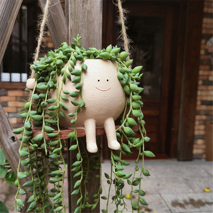 Swing Face Planter Pot - Hanging Smiley Planter for Indoor and Outdoor Plants, Succulents, String of Pearls - Cute Creative Swing Gifts for Holidays and Parties